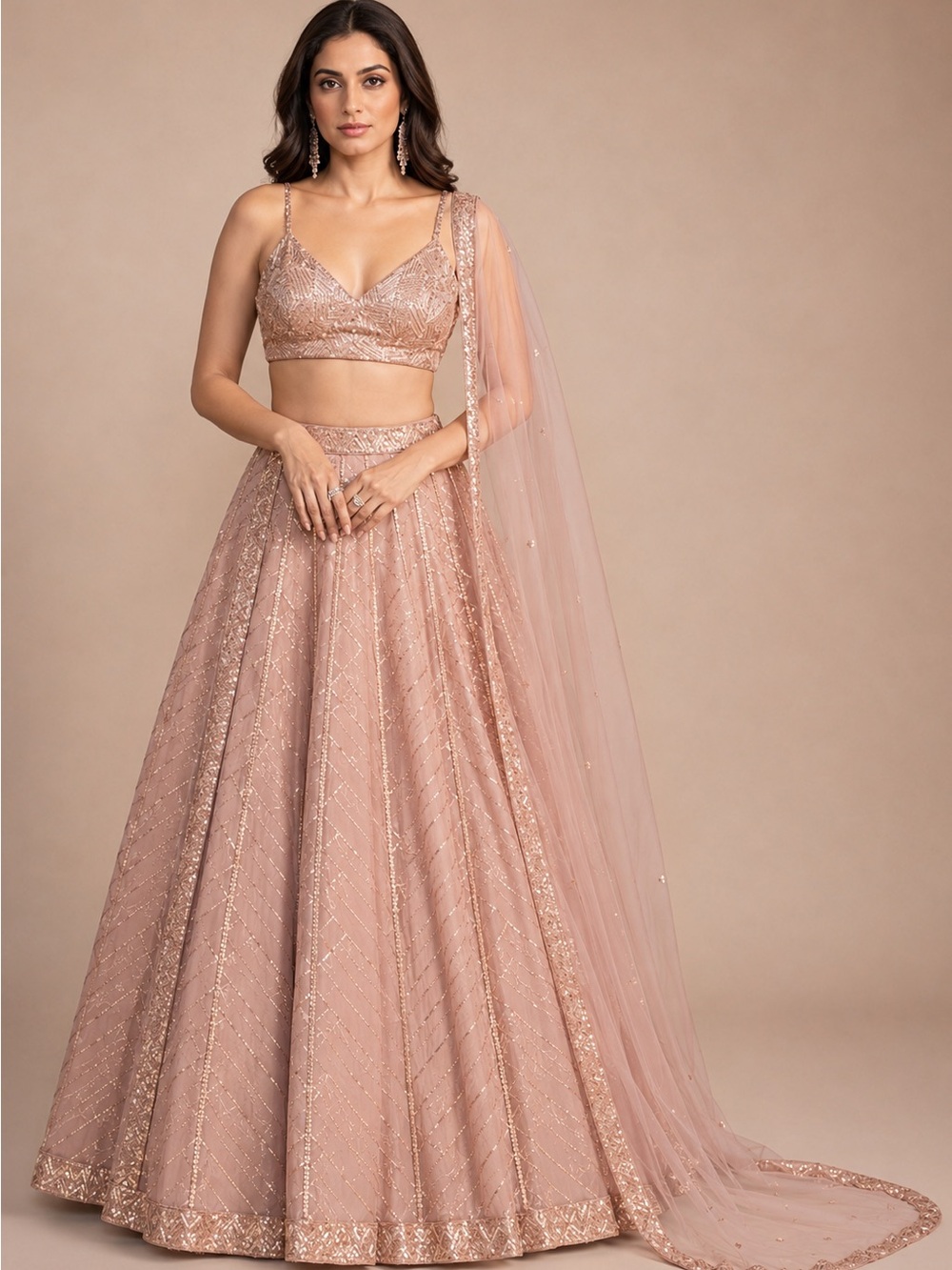 Lashkaraa Silk Blush Pink Lehenga